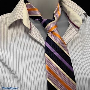 Faconnable Silk Tie Navy/Purple/Orange Nordstrom